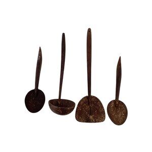 Handcrafted Wooden Coconut Shell Spoon & Ladle Set